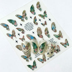 5D Butterfly Nail Art Stickers Gradient Decals Self Adhesive
