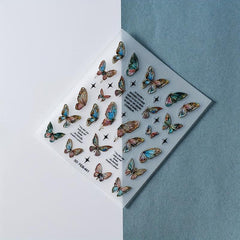 5D Butterfly Nail Art Stickers Gradient Decals Self Adhesive