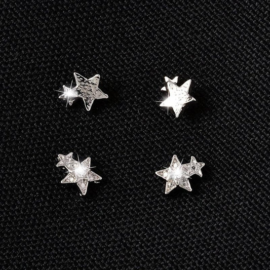 5pcs Zircon Double Star Nail Art Charms for Easter and DIY Nail Designs