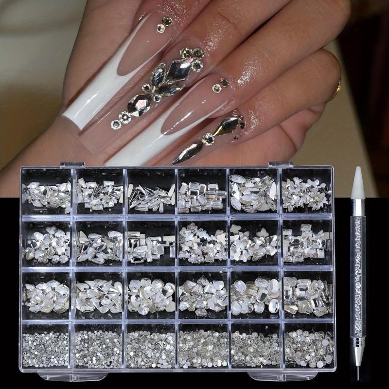 Crystal AB Nail Art Rhinestone Set Half Round Gemstones