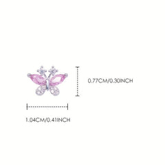 3D Butterfly Nail Art Charms Glitter Nail Decals Rhinestones Crystal Studs