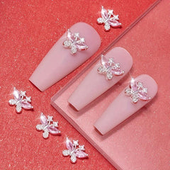 3D Butterfly Nail Art Charms Glitter Nail Decals Rhinestones Crystal Studs