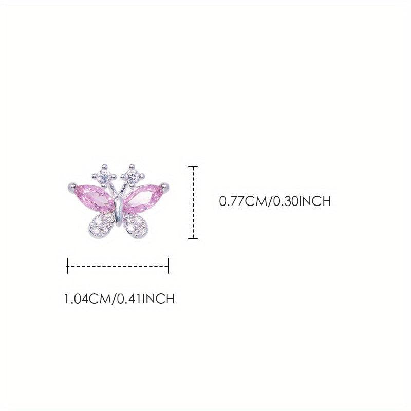 3D Butterfly Nail Art Charms Glitter Nail Decals Rhinestones Crystal Studs