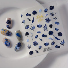 5D Embossed Flower Nail Art Stickers Self Adhesive Decals for DIY or Salons