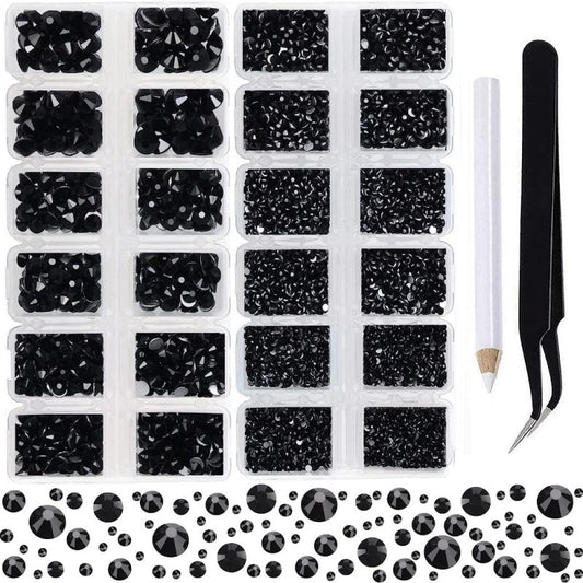 Glass Nail Art Rhinestones Kit Round Crystal Gemstones