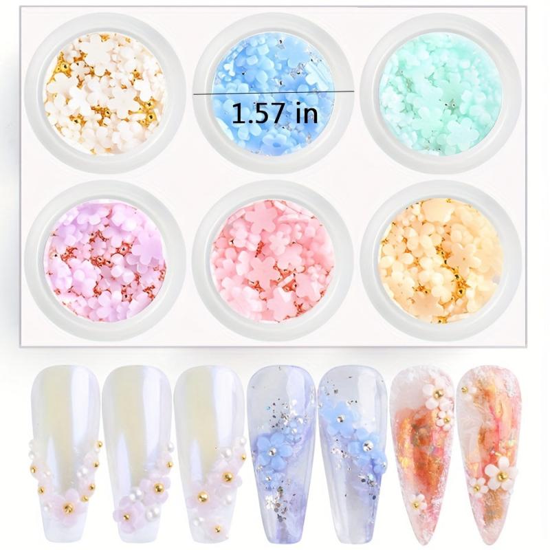 3D Flower Nail Charms with Caviar Beads