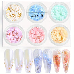 3D Flower Nail Charms with Caviar Beads