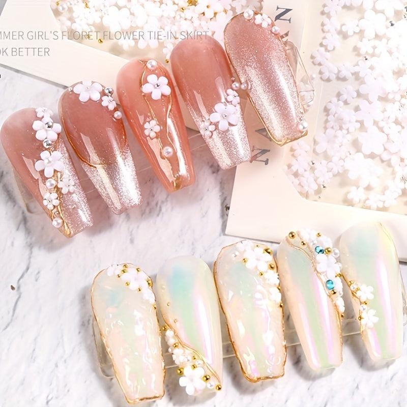3D Flower Nail Charms with Caviar Beads