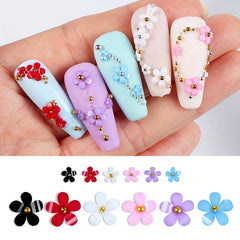 3D Flower Nail Charms with Caviar Beads