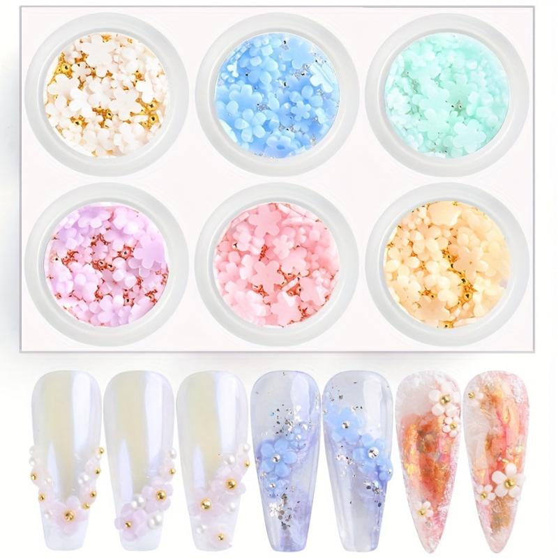3D Flower Nail Charms with Caviar Beads