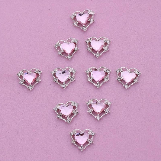10pcs Heart Nail Rhinestones Glitter Charms Nail Art Decoration