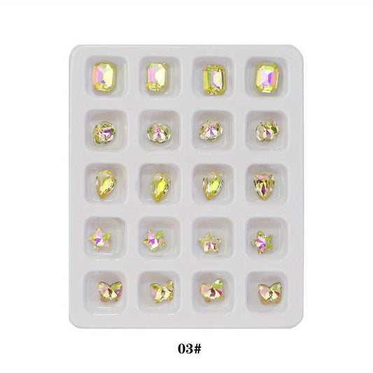 Peach Heart Square Nail Art Rhinestones Crystal Glass Nail Art Gemstones