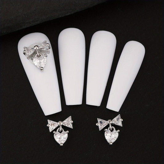3pcs Bowknot Pendant Nail Art Decoration with Rhinestones