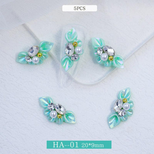 10 Colors Floral Flap Nail Stickers 3D Resin Nail Art Accessory