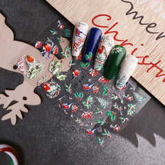 5D Christmas Nail Art Stickers Snowman Elk Santa Claus Snowflake