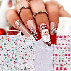 5D Christmas Nail Art Stickers Snowman Elk Santa Claus Snowflake