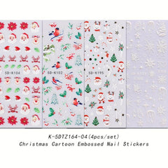 5D Christmas Nail Art Stickers Snowman Elk Santa Claus Snowflake