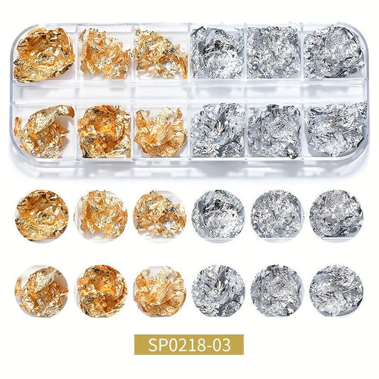 12 Grids Nail Foil Holographic Glitter Aluminum Flakes Nail Art Decoration