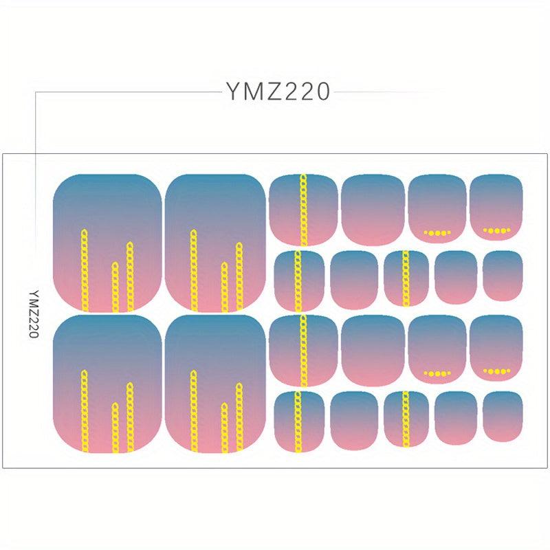 Waterproof Toenail Polish Stickers with Printed Designs