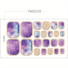 Waterproof Toenail Polish Stickers with Printed Designs