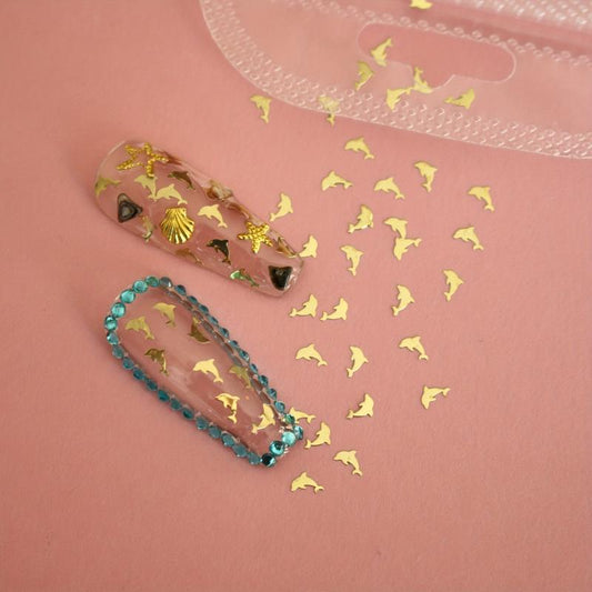 Golden Dolphin Nail Charms 3D Metal Slices for Nail Art & DIY