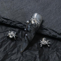 10pcs Halloween Spider Nail Art Charms With Rhinestones 3D Alloy Spider Nail Gem