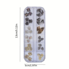 36pcs 3D Halloween Skeleton Spider Nail Art Charms With Rhinestones