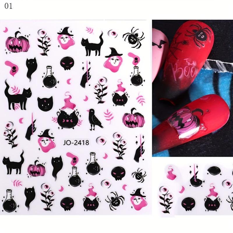 Halloween Nail Art Stickers Pumpkin Bat Skull Decals