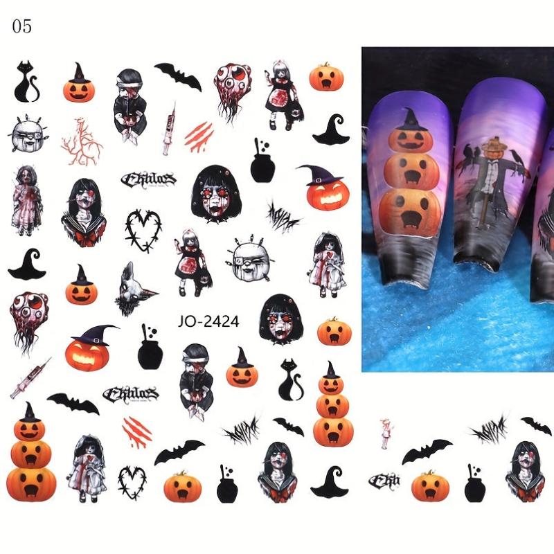 Halloween Nail Art Stickers Pumpkin Bat Skull Decals