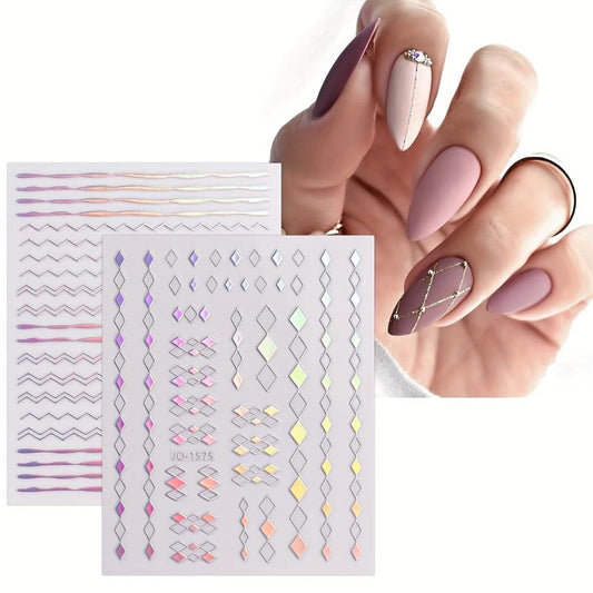 12 Sheets Aurora Nail Art Stickers Decals Glitter Holographic Nail Supplies