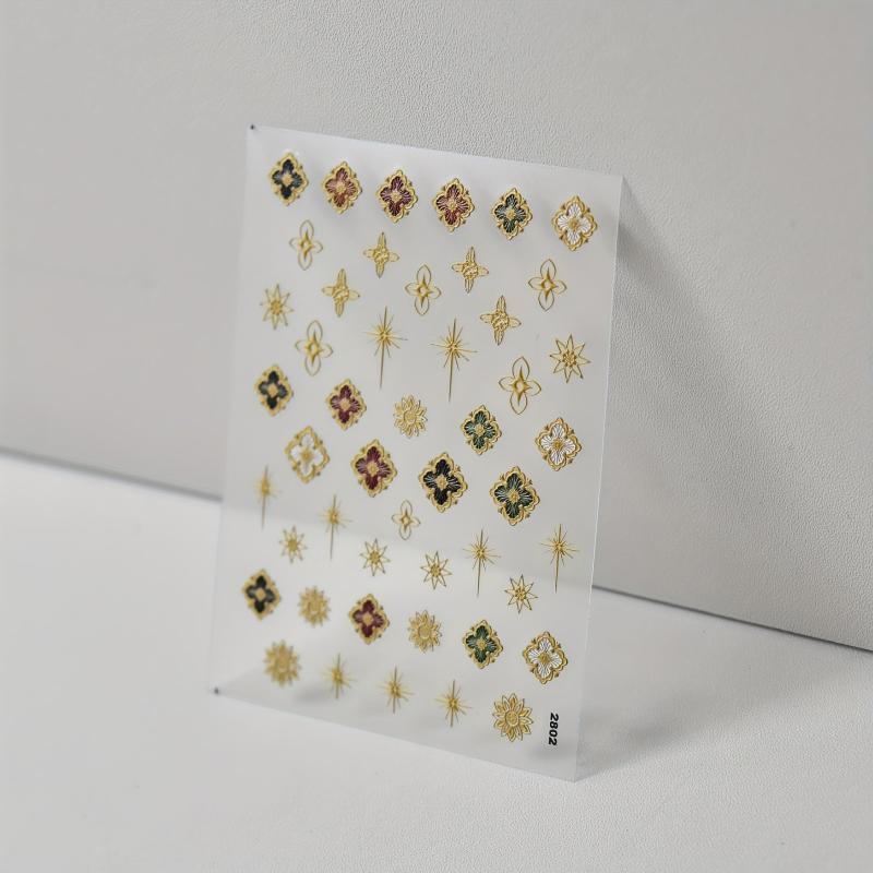 Bohemia Style Holographic Nail Stickers 5D Engraved Self Adhesive Decals