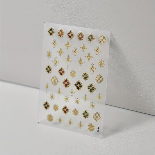 Bohemia Style Holographic Nail Stickers 5D Engraved Self Adhesive Decals