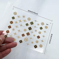 Bohemia Style Holographic Nail Stickers 5D Engraved Self Adhesive Decals