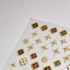 Bohemia Style Holographic Nail Stickers 5D Engraved Self Adhesive Decals