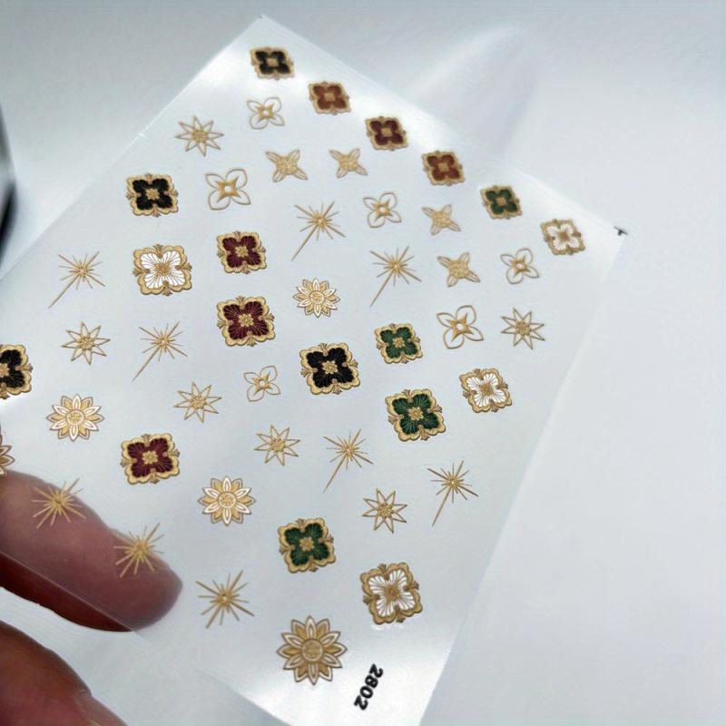 Bohemia Style Holographic Nail Stickers 5D Engraved Self Adhesive Decals