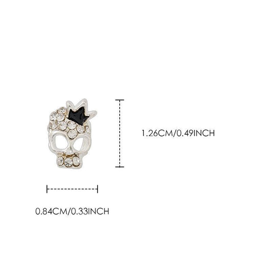 2Pcs Y2K 3D Rhinestone Crown Skull Nail Charms
