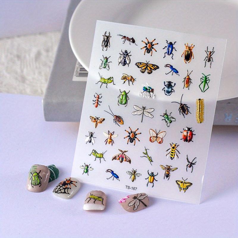 5D Embossed Nail Art Stickers Colorful Decals DIY Nail Decorations