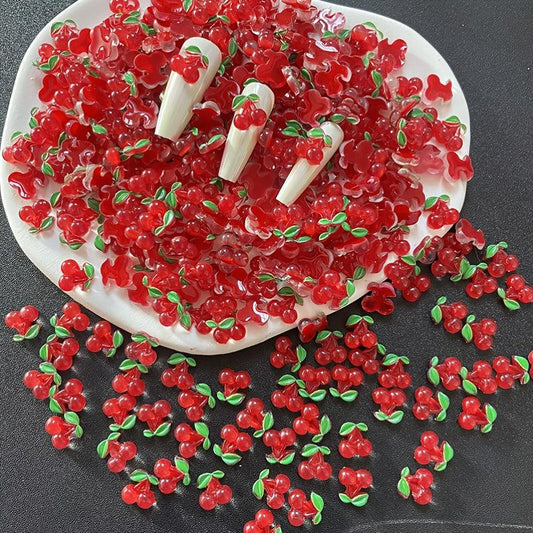 Cherry Resin Nail Charms 3D Flat Back Nail Art Charms for DIY Nail Art Makeup