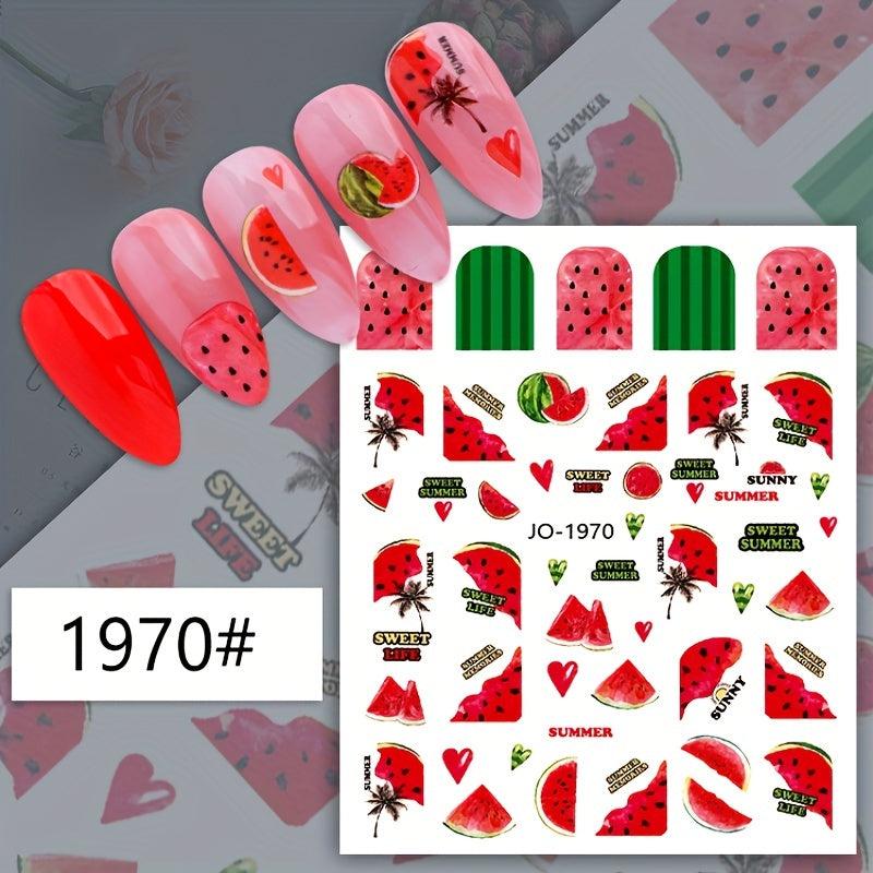 12pcs set Fruit Nail Art Stickers Adhesive Decals for Summer Nail Art