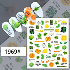 12pcs set Fruit Nail Art Stickers Adhesive Decals for Summer Nail Art