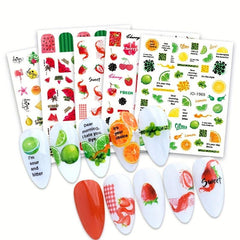 12pcs set Fruit Nail Art Stickers Adhesive Decals for Summer Nail Art