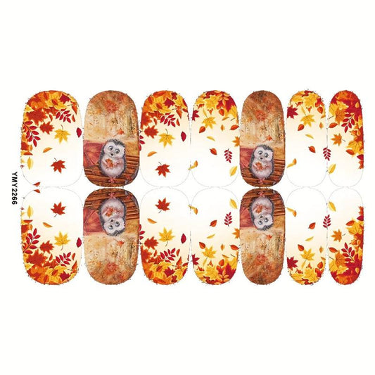 12 Sheets Fall Nail Art Decal Thanksgiving Full Nail Wrap Maple Leaf Nail Sticke