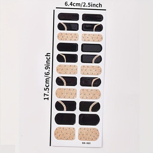 Glitter Full Wraps Nail Polish Stickers Self Adhesive Nail Art Decal Strips