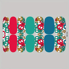 Skull Nail Polish Stickers Self Adhesive Decal Strips 12 Sheets Set