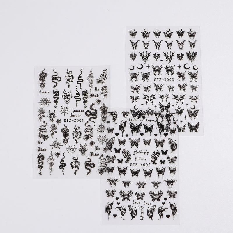 Butterfly Snake Nail Art Stickers Self Adhesive Nail Decoration