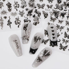 Butterfly Snake Nail Art Stickers Self Adhesive Nail Decoration