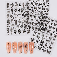 Butterfly Snake Nail Art Stickers Self Adhesive Nail Decoration