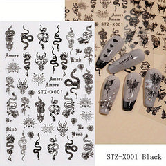 Butterfly Snake Nail Art Stickers Self Adhesive Nail Decoration