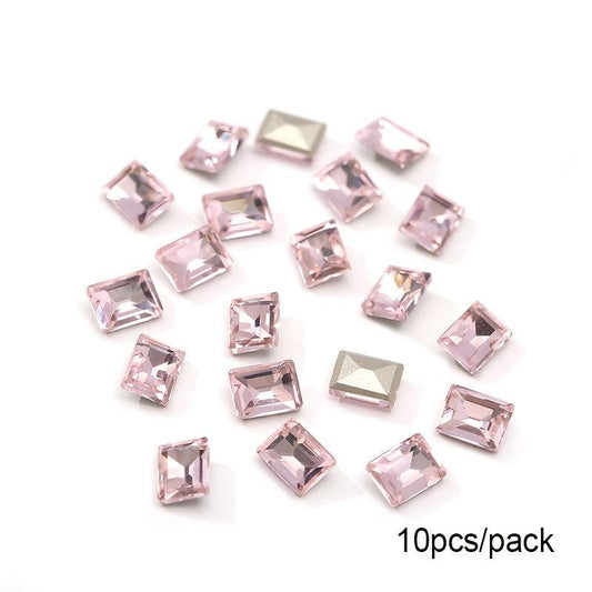 10pcs Rectangle Nail Art Rhinestones Crystal Gemstones