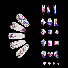 100Pcs Aurora Glass Crystal Nail Art Rhinestones Nail Gems Flat Back Stones